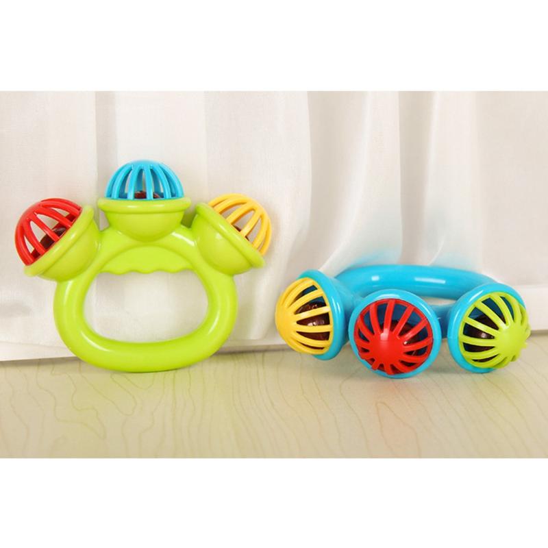 Baby Rattles Infants and Young Children Are Soothing Bells 0-3 Years Old Shake The Three-head Bell Color Baby Hand Grab The Bell 5