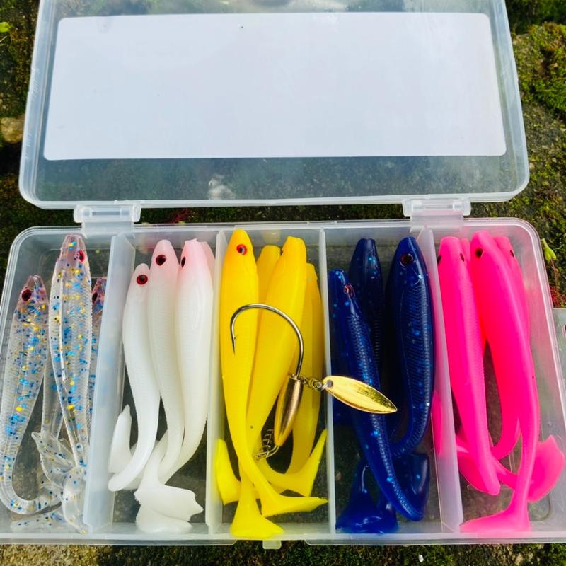  Hộp 20 Mồi Mềm Horai 9cm + Lưỡi Ar15 Form Tròn 5cm - Câu Cá Lóc Cá Chẽm - Đi Câu Fishing Bắt Cá Đồng 