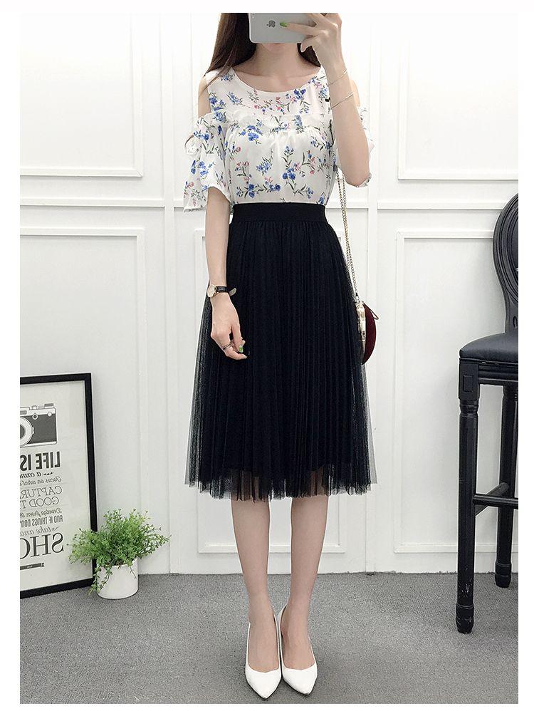 Product Introduction of Women's Summer New Mesh Skirt Pleated A- line Skirt High Waist All-Matching Skirt Tulle Skirt 10