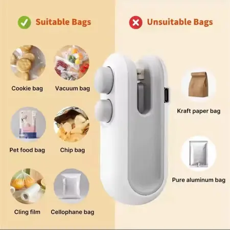 {Dapat digunakan kembali} Bajiss Snack Sealer Mini Food Pelestarian Plastik Sealer Portable - 2 in 1 Segel / Buka Dual Use 5