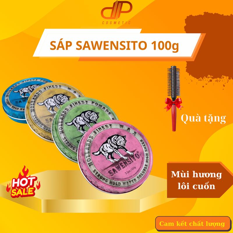 Sáp vuốt tóc nam SAWENSITO 100g clay, pomade tặng lược tròn tạo kiểu