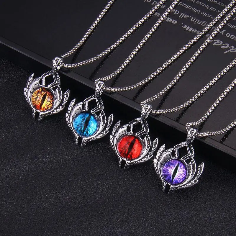 Vòng Cổ Nam, Oumeitong, Mắt Thiên Đường, Thiết Kế Ác Quỷ, Được Cá Nhân Hóa Với Mắt Màu Cam Thép Titan, Phong Cách Độc Đáo Thay Thế, Phụ Kiện Tai Hip Hop, Thích Hợp Cho 71000 Lời Vinh Danh Của Người Dùng