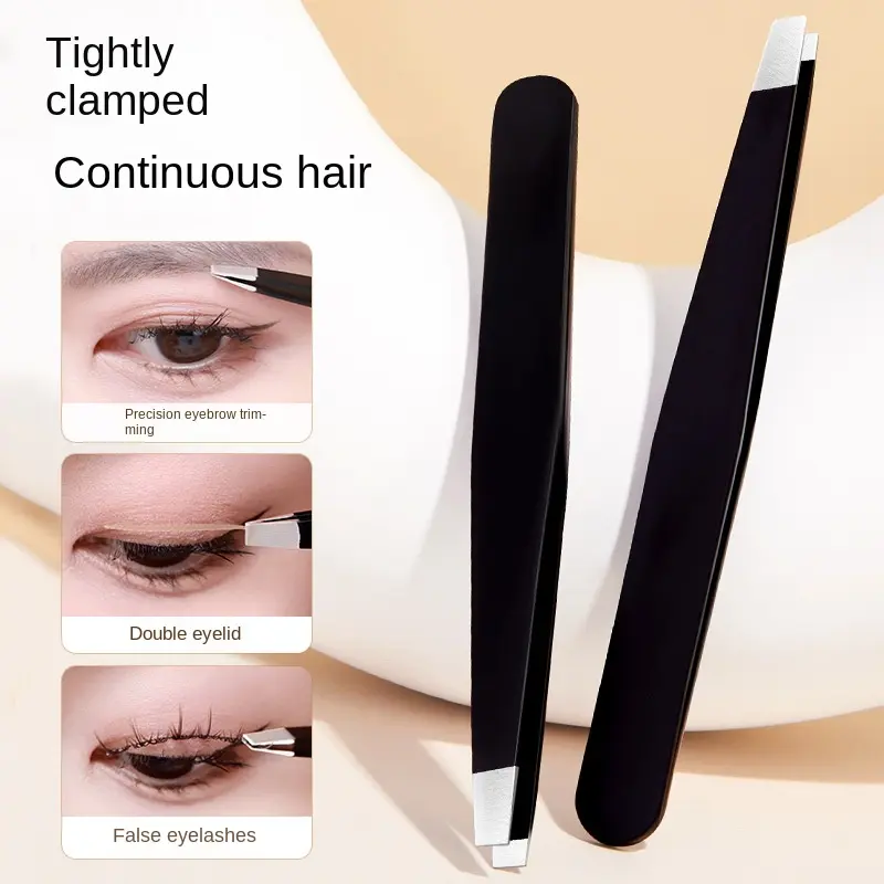 Gecomo Stainless Steel Eyebrow Tweezers Oblique Mouth Flat Mouth Eyebrow Tweezers Eyebrow Tweezers Beard Pulling Eyebrow Trimming Tweezers Beauty Tools Makeup Cosmetic
