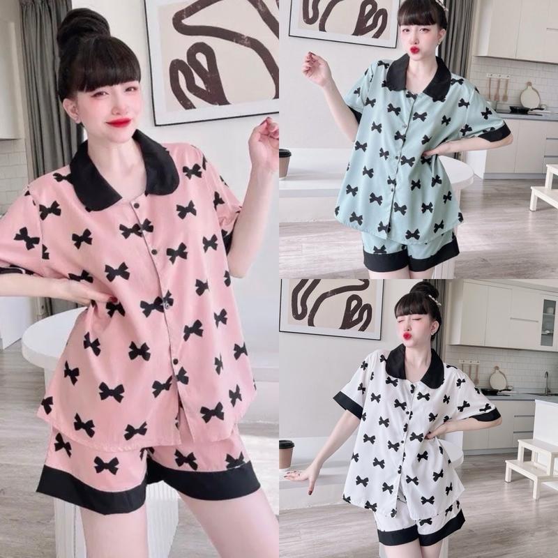 Đồ ngủ Bigsize 50-100kg chất lụa hàn mát mịn hoạ tiết xinh xắn from đùi thường nữ top đồngủ ren