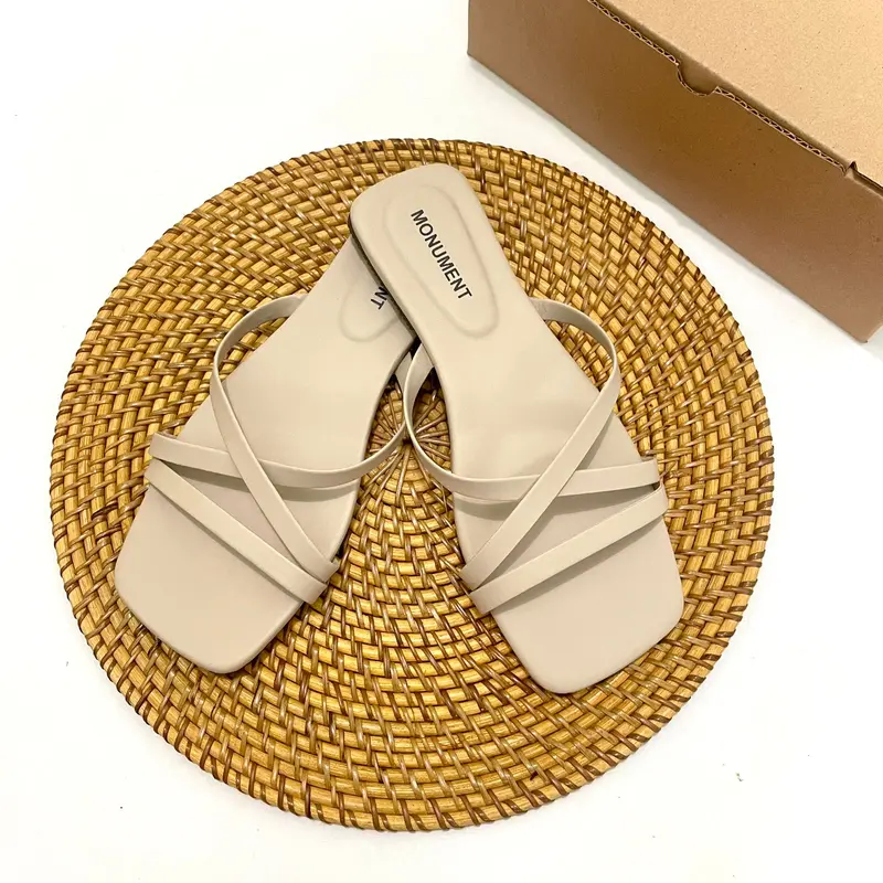 Sandal Wanita Teplek Tali Silang Flat Polos Tanpa Hak D-1 4