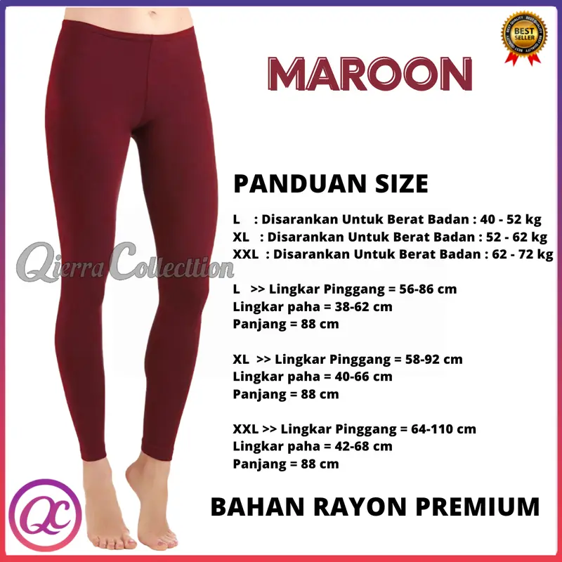 Legging Polos Warna Bahan Spandex Rayon Dan Jersey Super size L, XL, XXL READY STOK Wanita Celana Panjang Tebal Dewasa Hitam 5