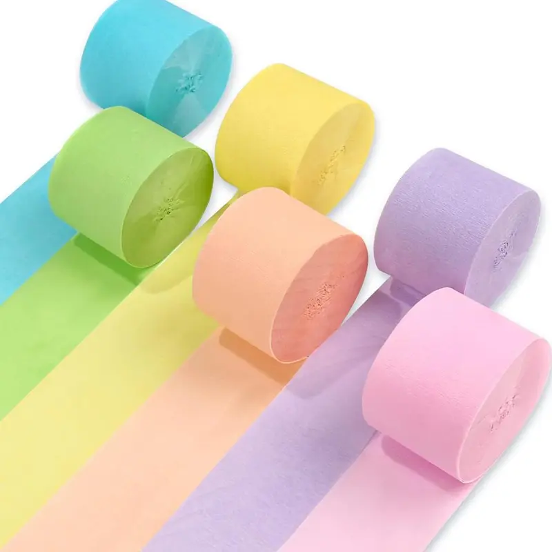 Colorful Paper Streamer, 6 Rolls Pastel Paper Streamers, Party Decorations for Birthday Wedding Baby Shower Graduation, Gifts 0
