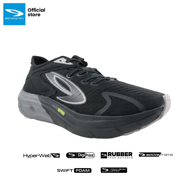 910 Nineten Sepatu Lari HIROSHI HITAM/ABU-ABU Olahraga Outdoor Olahraga Outdoor 1