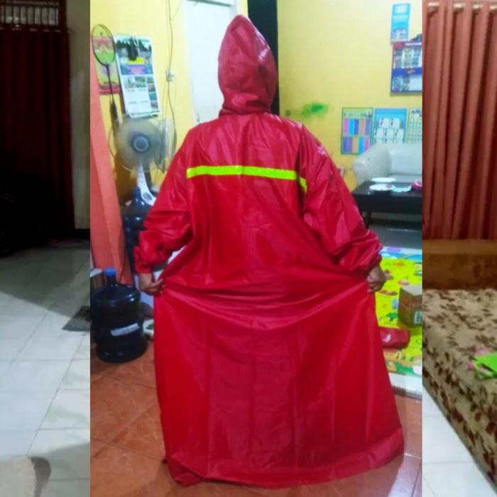 Jas Hujan Gamis Wanita atau Pria Ukuran Besar - navy 7