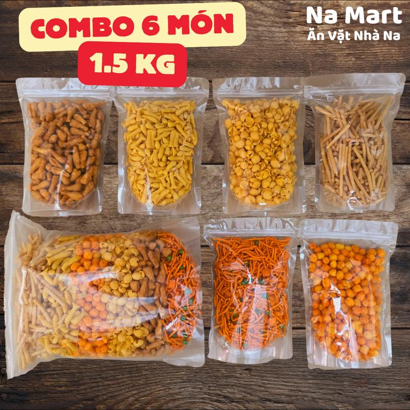 Combo 6 món 1.5kg (Miễn Phí Vận Chuyển) Xương Chó 200g - Nui Chiên Bơ 250g - Tăm Que Ngó Sen 250g - Tăm Đậu Hà Lan 350g - Bim Cá 150g - Đùi Gà Cay Giòn 350g