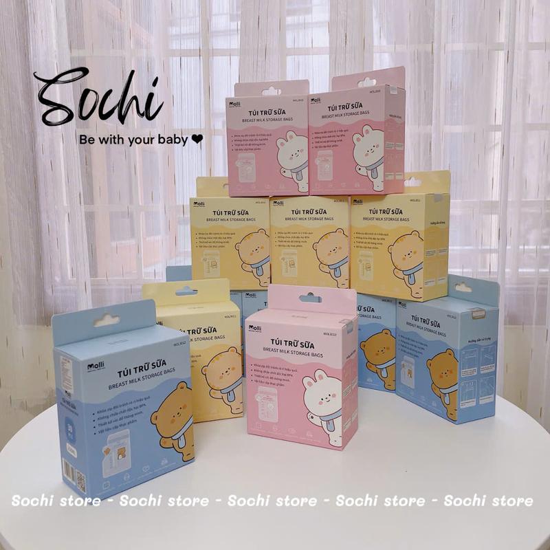 Túi trữ sữa Molli dung tích 150ml/200ml/250ml hộp 30pcs