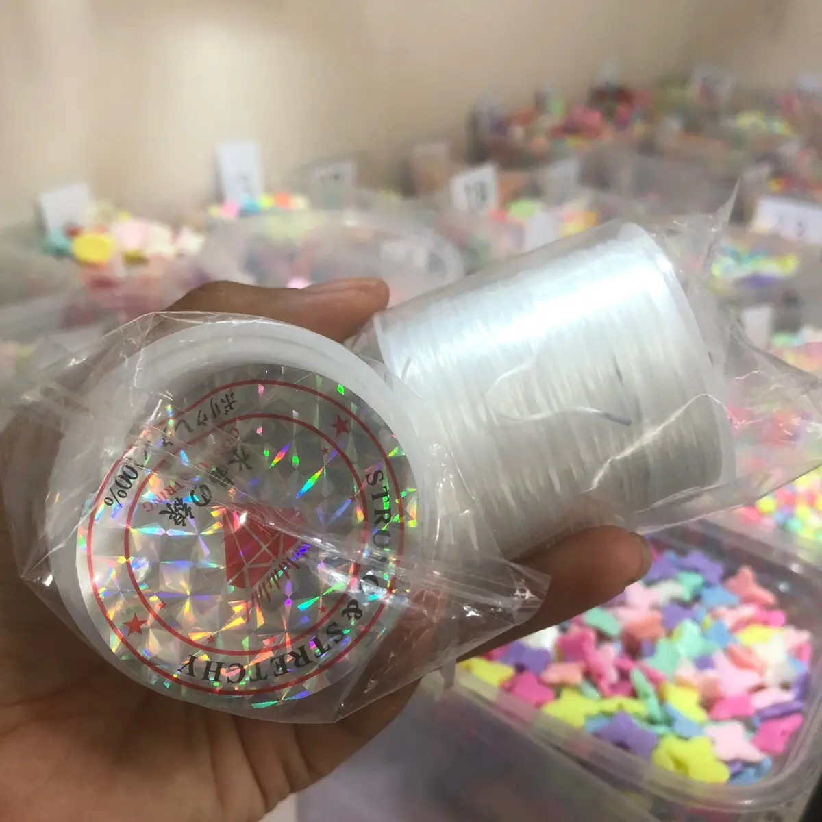 Senar elastis gepeng karet serat