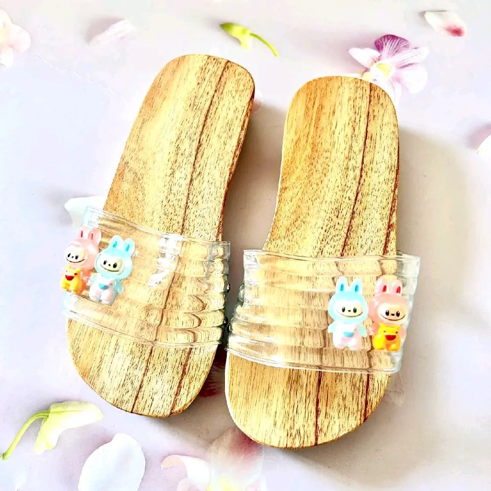 Guốc mộc guốc gỗ labubu 2 phân trẻ em bé gái bé trai người lớn