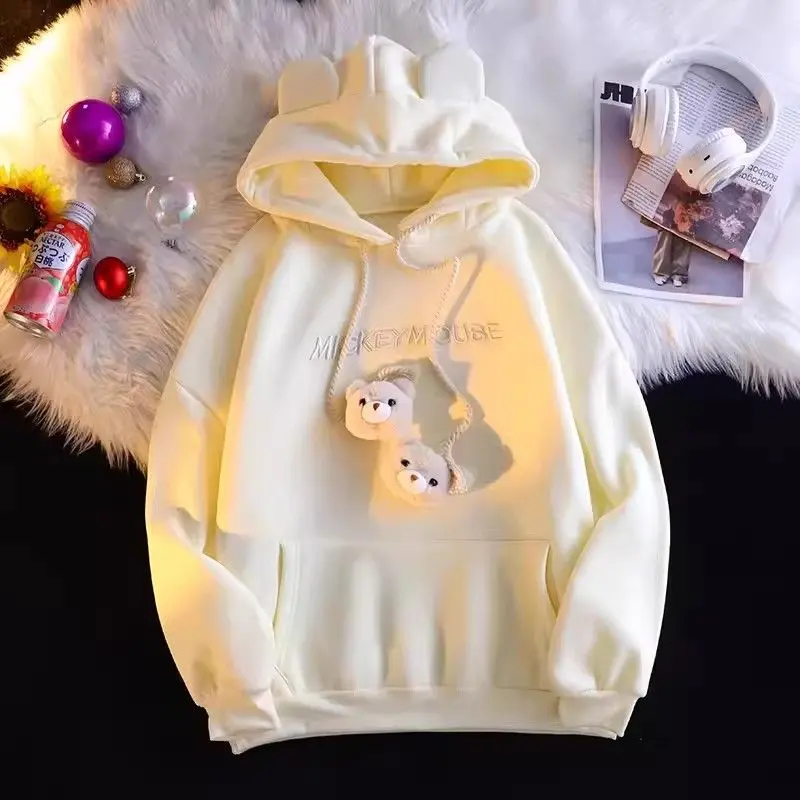 Áo Hoodie Mỏng, Thêu Gấu Và Tai Thỏ Dễ Thương, Dành Cho Nữ, Thích Hợp Cho Mùa Xuân Và Mùa Thu, Ngoại Cỡ, Dáng Rộng Rãi Và Thường Ngày, Áo Khoác 6