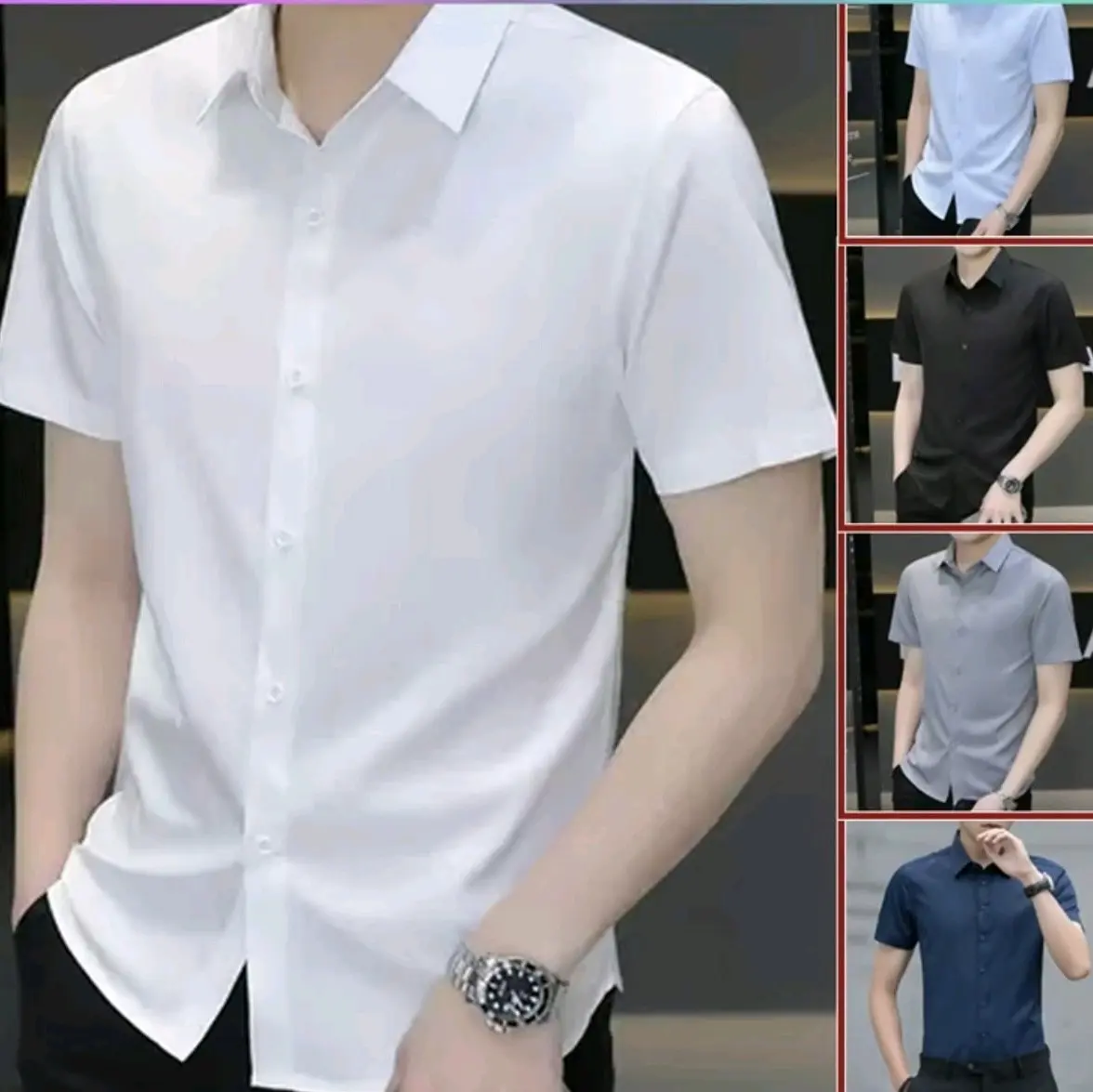 áo sơ mi nam,tay ngắn,chất liệu lụa,form body Menswear Kate