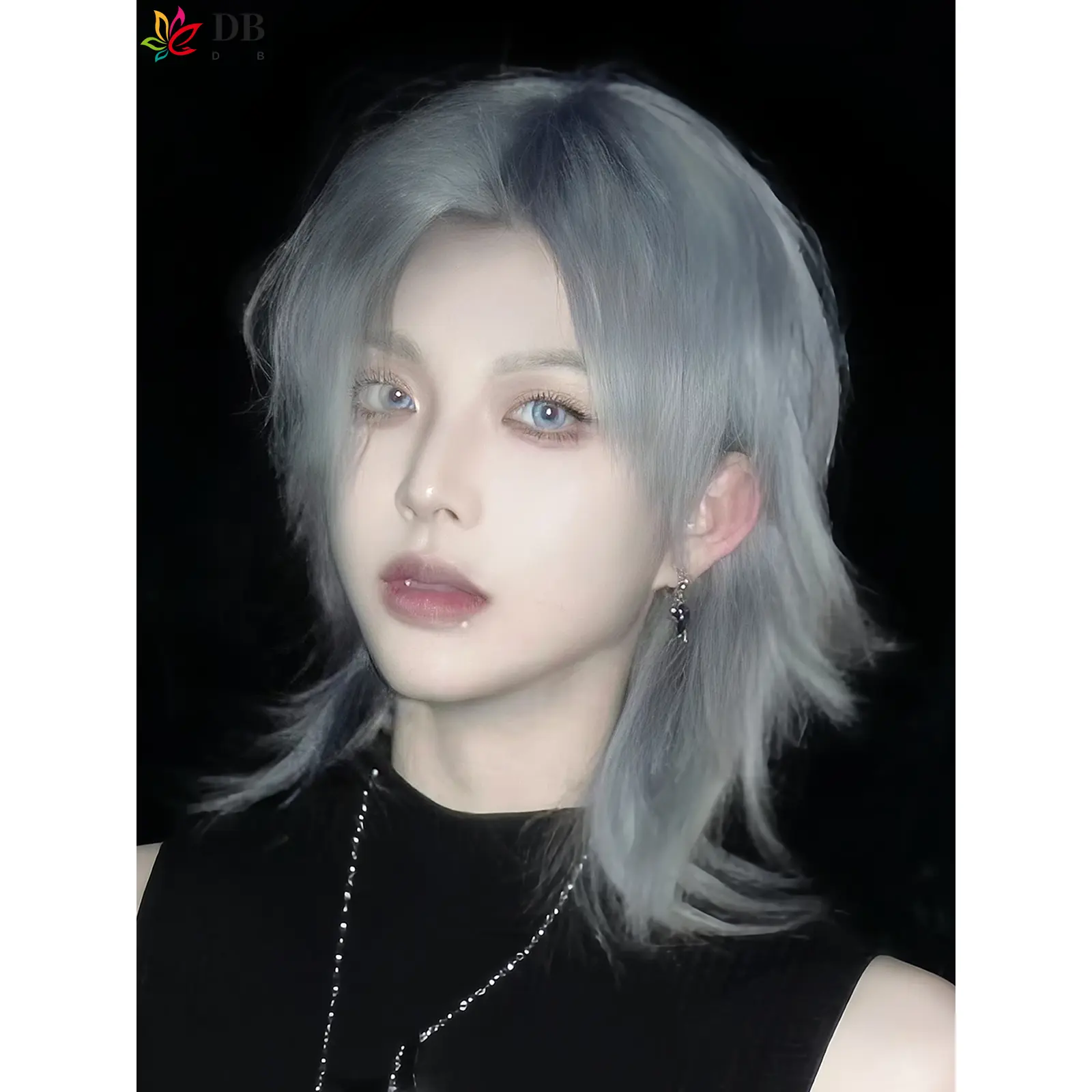 Wig yang dipersonalisasi, ekor serigala abu-abu nenek yang modis, rambut pendek T yang tampan, kepala belanak yang ringan dan bernapas, poni patah, penutup kepala penuh