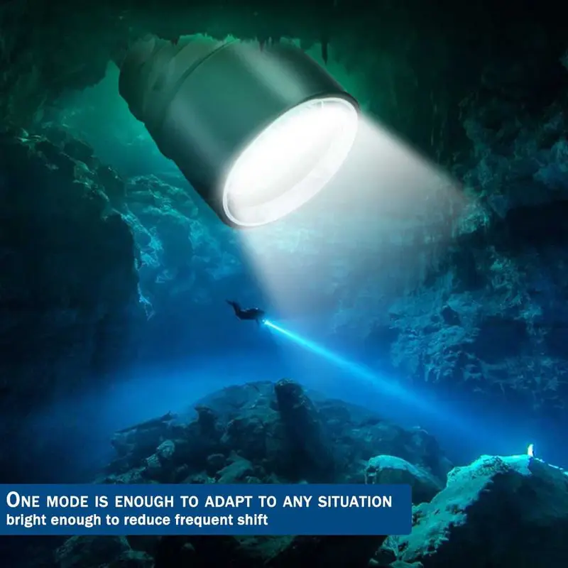 Senter Selam LED Diving Lampu Dalam Air Laut Nyelam Scuba Dive Waterproof IP68 T6 Paket Lengkap 2 Batre + Cas 3