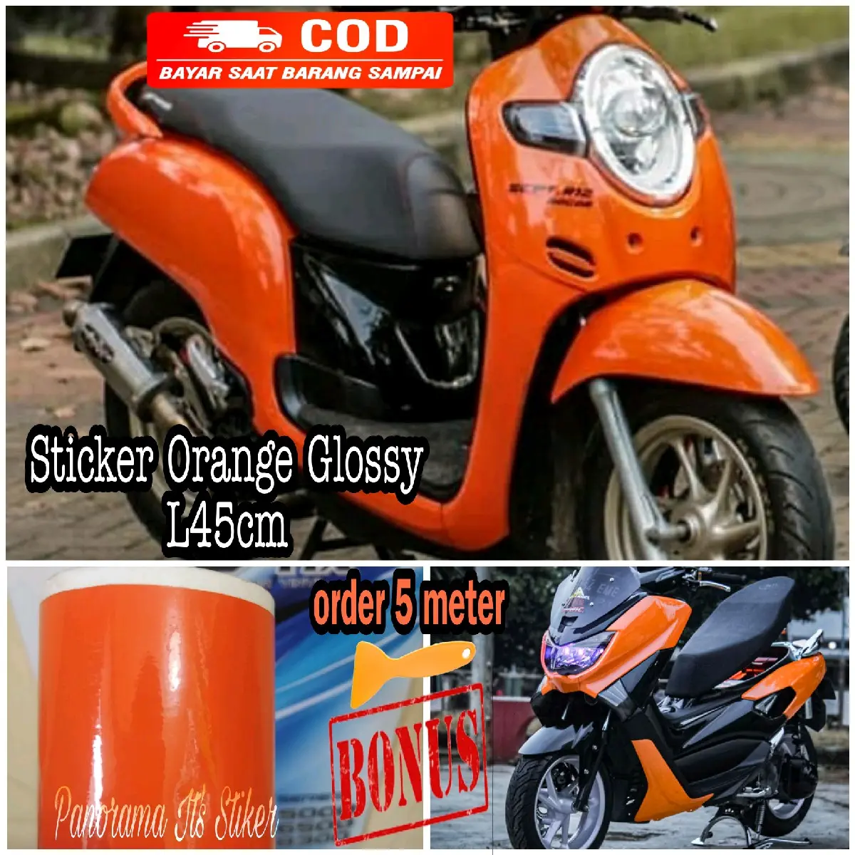 SKOTLET MOTOR STIKER ORANGE GLOSSY/STIKER MOTOR ORANGE DOFF