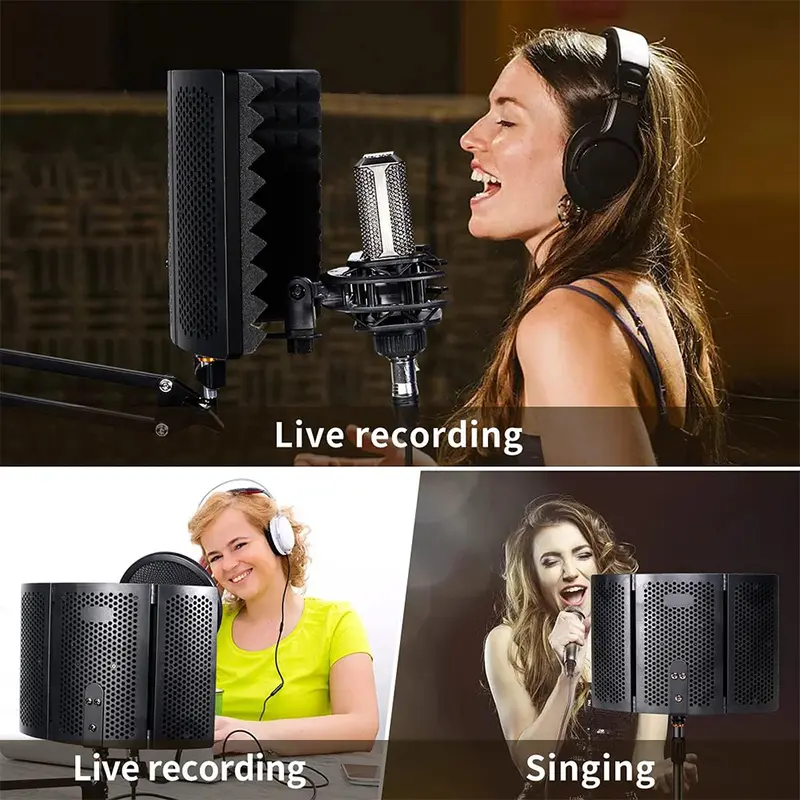 Peredam Suara Microphone Wind Screen Sound Insulation 3 Panel Speaker 3