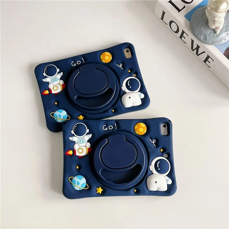 Cartoon Astronaut Pattern Tablet Case with Rotatable Stand, 1 Count 360 Degree Rotatable Tablet Protective Cover, Tablet Accessories Compatible with iPad