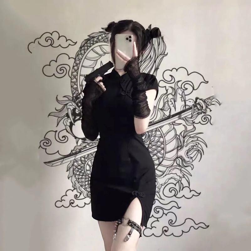 Product Introduction of Đầm Sườn Xám Cách Tân Phong Cách Retro Cho Nữ Dress Váy 10