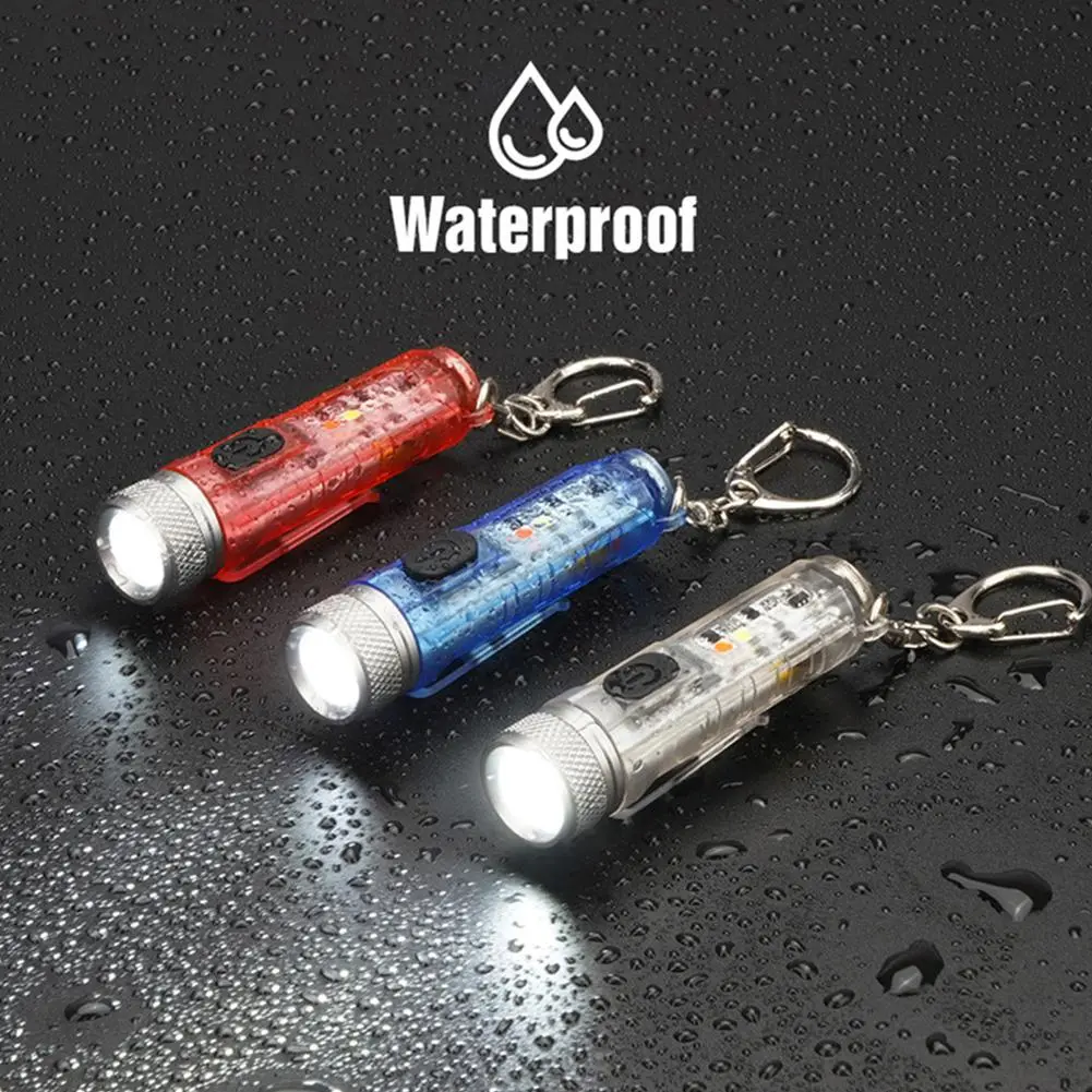 1Pc LED Mini Portable Keychain Flashlight USB Charging High Bright Torch Waterproof Emergency Lights UV Lamps