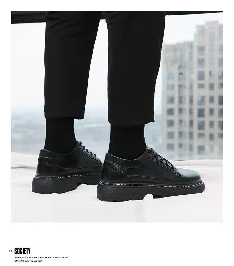 Product Introduction of Leather shoes men's all-match casual height increasing insole shoes men's black student youth leather shoes 8