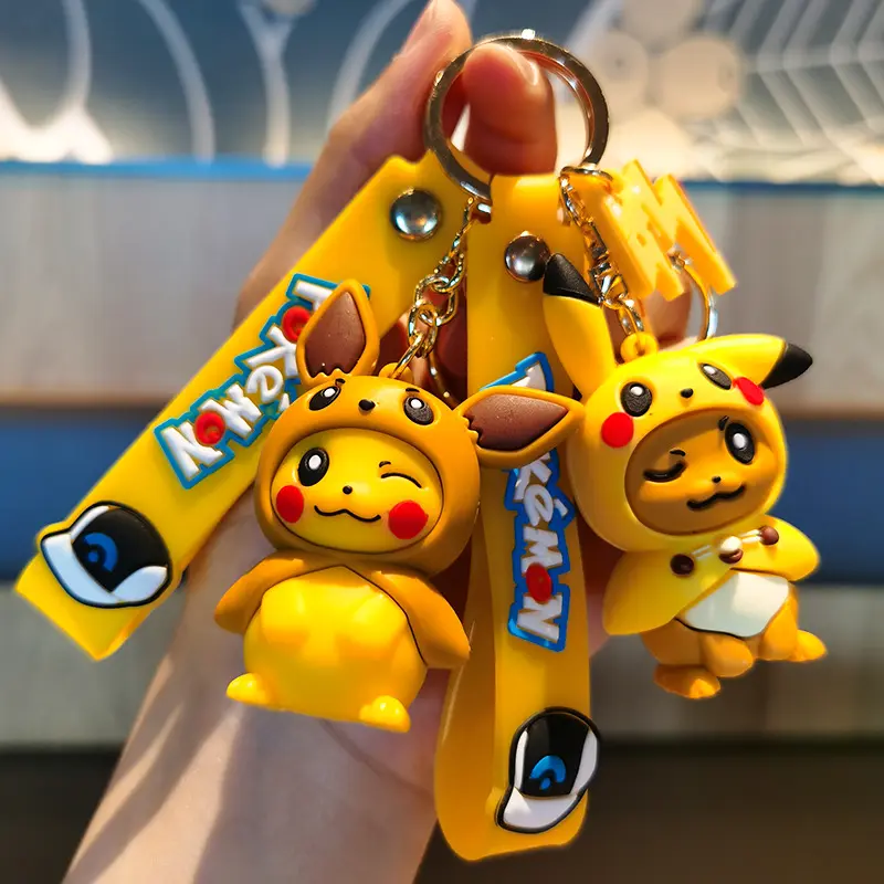 Pikachu Keychain Anime Action Figure Toy Kawaii Cartoon Fashion Charmander Psyduck Doll Keyring Car Bag Pendant Car Keychain Decor Kid Gift