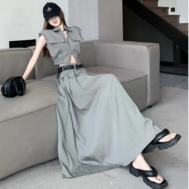 Quần Yếm Bộ Hai Mảnh, Áo Váy Xếp Ly, Váy Siêu Dài Cao Cấp Của Phụ Nữ Đến Dài Đến Mắt Cá Chân, Váy Nữ