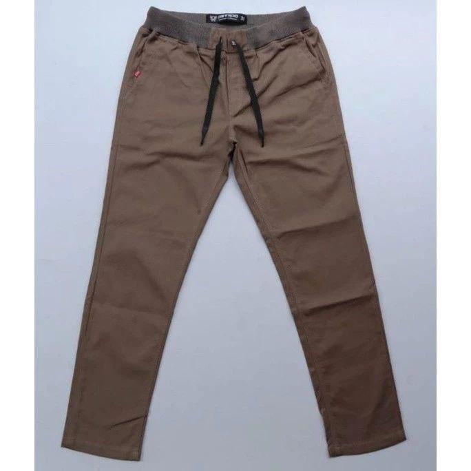 Diazoutfit - Celana Panjang Pria Pinggang Rip Kerja kantor Santai Liburan Cowok Gentleman Boy Skinnyhtytth Kain Katun Chino Melar Stretch Abu Hitam Cream 5