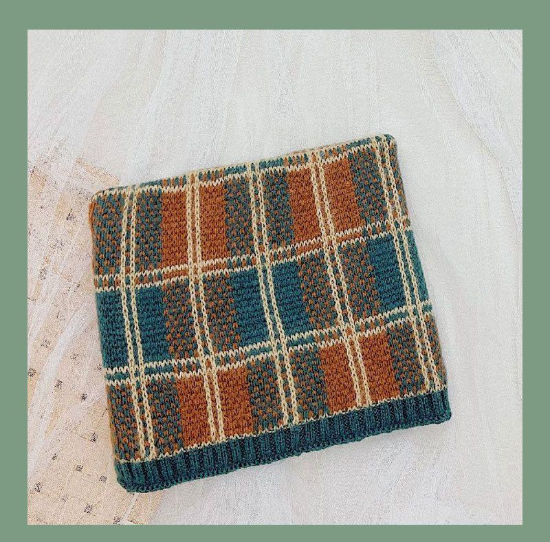 Product Introduction of Thermal Knitting Scarf Female Winter All-Matching Color Matching Plaid Neckerchief Cover Bandana Male and Female Baby Wool Bandana 16
