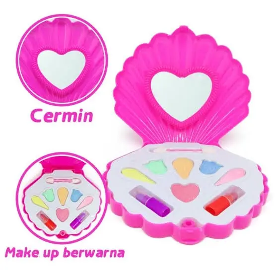 ( BISA COD ) PROMO Mainan Anak Perempuan Set Make Up Kosmetik Shell Kerang Lipstick Eye Shadow SNI 2