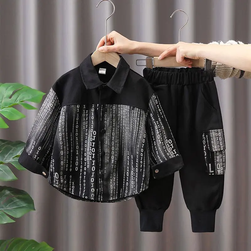 Bộ Quần Áo Trẻ Em Bé Trai, Thời Trang, Mới, Thích Hợp Cho Mùa Xuân Và Mùa Thu, Áo Sơ Mi Phong Cách Phương Tây, Đẹp Trai, Thích Hợp Cho Trẻ Em, Thời Trang 1