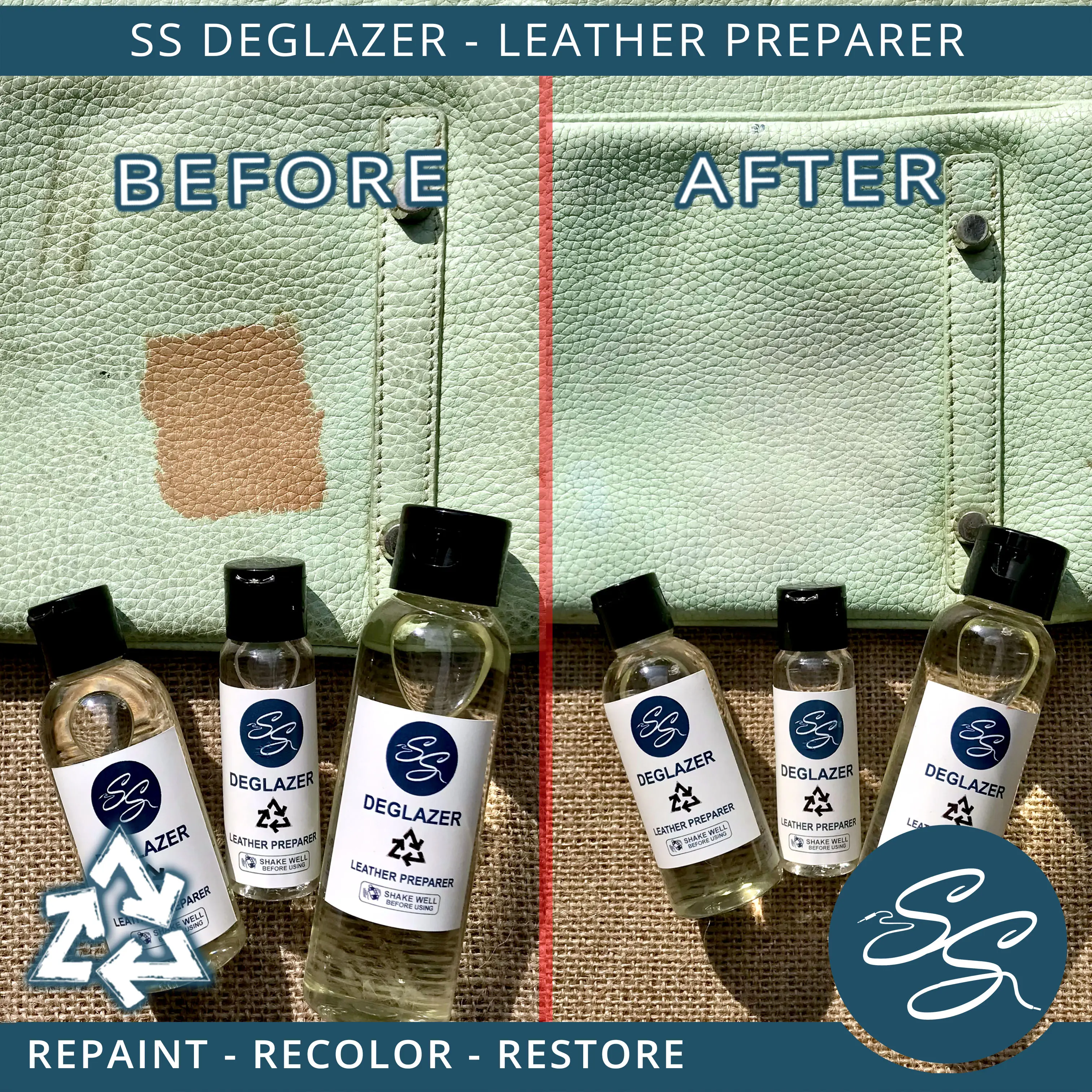 SS DEGLAZER LEATHER PREPARER - Penghapus cat kulit Sintetis Rubber Boost transfer warna tas.
