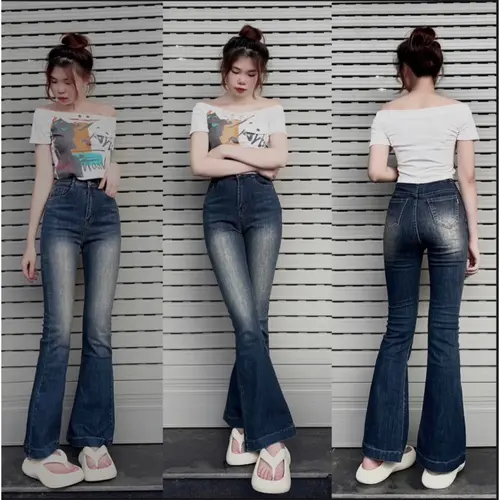 quần jean loe 9 tấc co giãn 4 chiều , quần bò loe 9 tấc hot trend 2024 Nữ Women