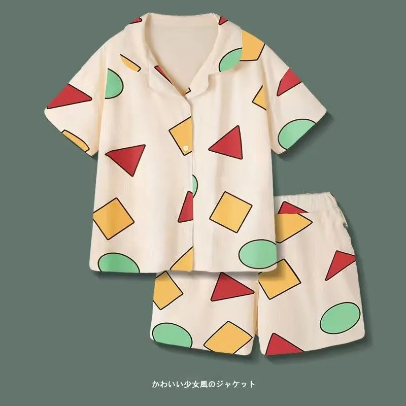 Đồ Ngủ Ins Nhật Bản, Bộ Đồ Mùa Hè Cho Nữ, Quần Áo Cùng Xiaoxin Bút Chì Màu Mỏng, Thiết Kế Hoạt Hình Dễ Thương, Bộ Đồ Ngắn Tay Và Quần Đùi Women Quần Ngủ Pijama Áo Ngủ