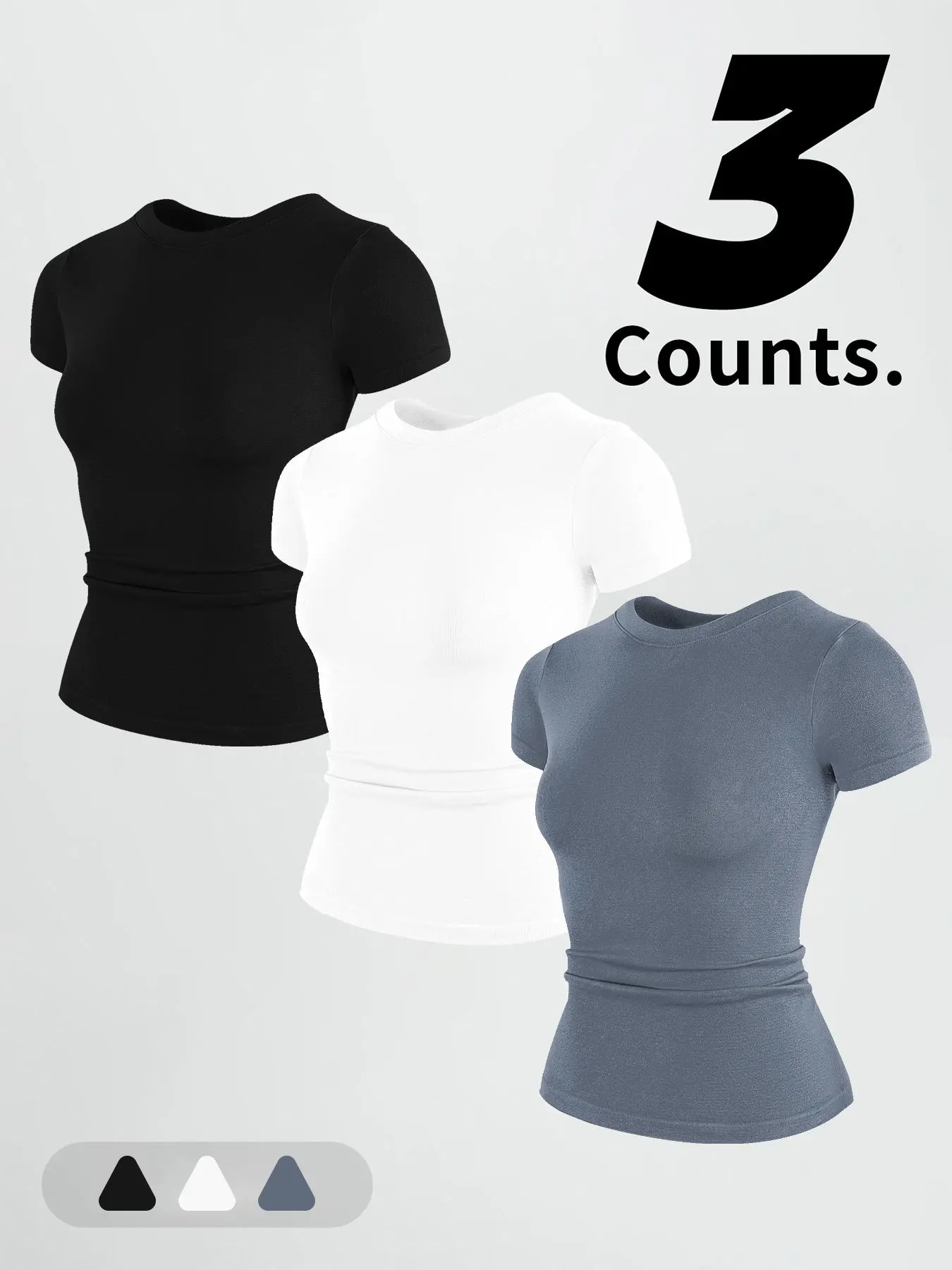 Women's Solid Round Neck Sports Tee, Sporty Crew Neck Short Sleeve T-shirt for Gym Workout, Ladies Sportswear Fitness  for All Seasons