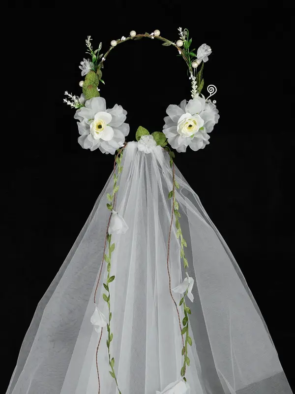 Women's Cute Flower Decor Veil, Elegant Bridal Headwear for Wedding Party Formal Occasions, Fashion Hair Accessories for Women & Girls 2