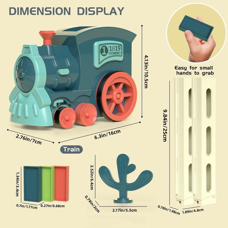 Electric Domino Train Toy (1 Set), Fun Automatic Domino Train Toys with Light and Music (Need No.5 Battery), Creative Game Toy for Birthday Gift (Accessories Random Color), Valentine's Day Gift 2