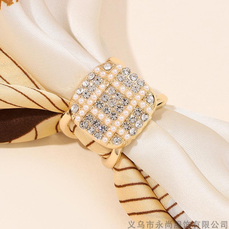 Vòng Khóa Khăn Quàng Cổ, Chất Lượng Cao Cấp, Đa Năng, Sử Dụng Kép, Đa Năng, Khăn Quàng Cổ Khăn Vuông Nhỏ Cao Cấp, Phụ Kiện Ngọc Trai Và Kim Cương Giả, Khóa Khăn Quàng Cổ 2