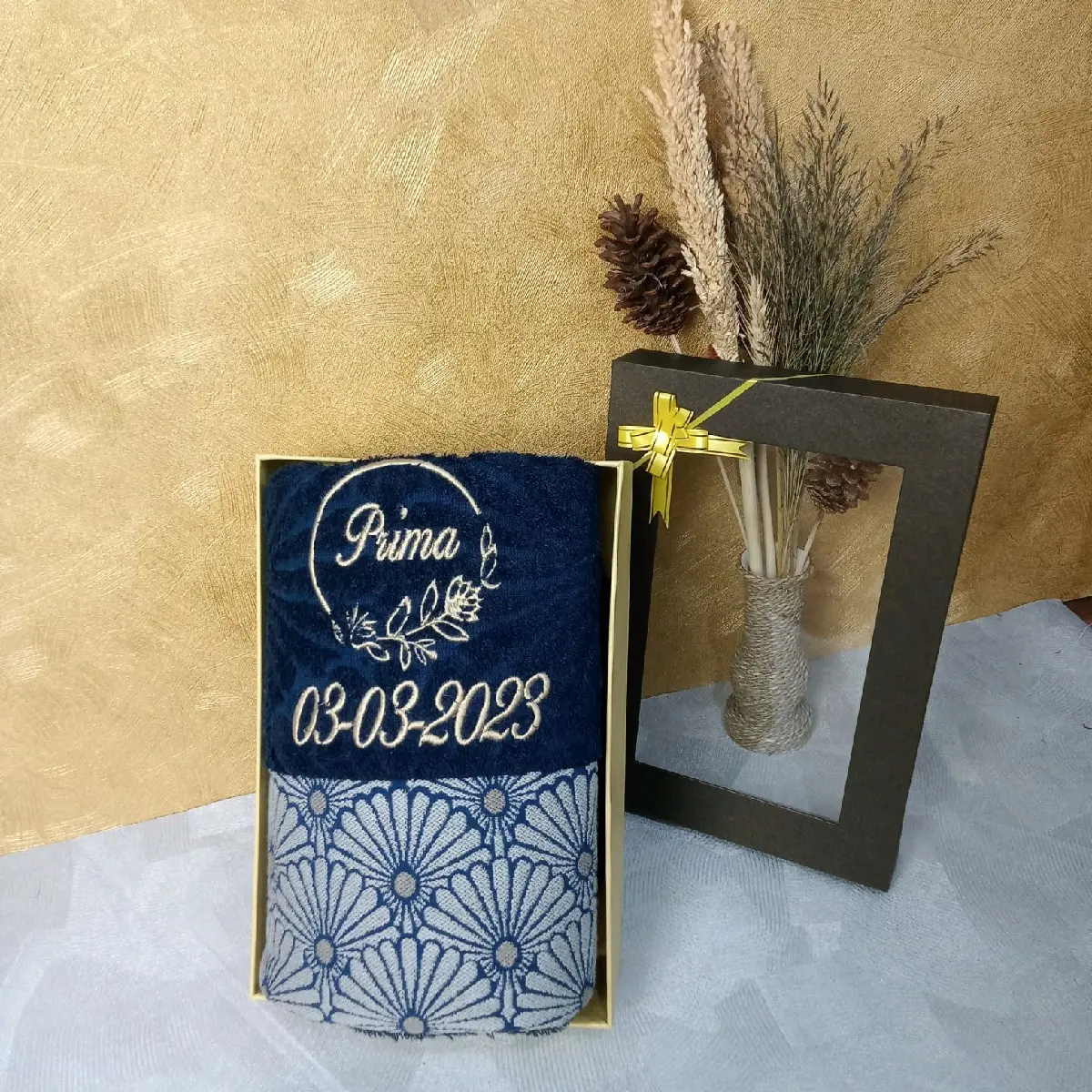 Handuk Bordir Nama Single Lembut Penyerap Kamar mandi Kado Pernikahan