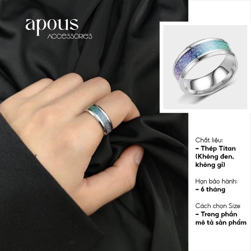 N023 - Nhẫn nam nữ Màu cầu vòng Rainbow Galaxy - Thép Titan - Phụ kiện trang sức Unisex Apous 1