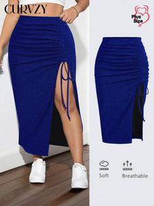 【Plus Size】CURVZY Glitter Design Skirt, Fashion Casual Bodycon Skirt for Party Club Dating, Women's Plus Clothing for All Seasons