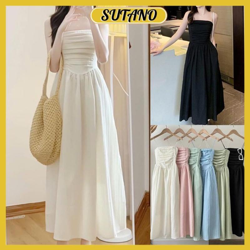 Váy hai dây nữ cup ᵰgực dáng dài đầm maxi nữ xếp ly ᵰgực bánh bèo V264 SUTANO