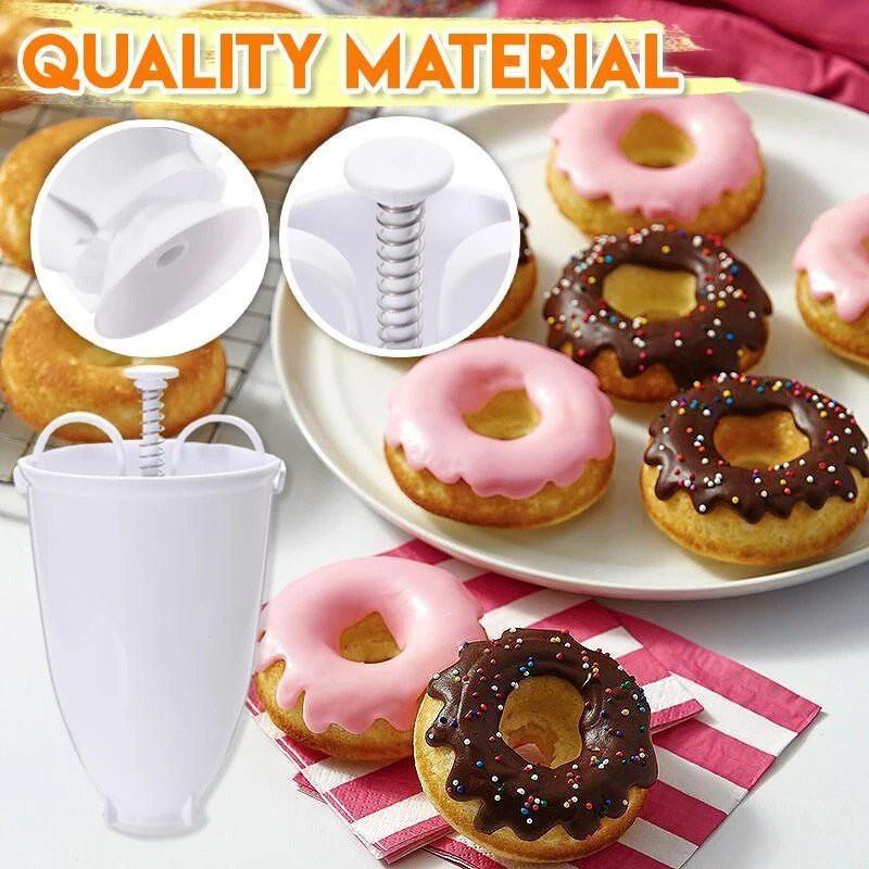 One-Hand Manual Donut Maker - Plastic DIY Doughnut Mold Machine - Easy Home Baking Tool For Perfect Ring Donuts (White, 1 Pack)