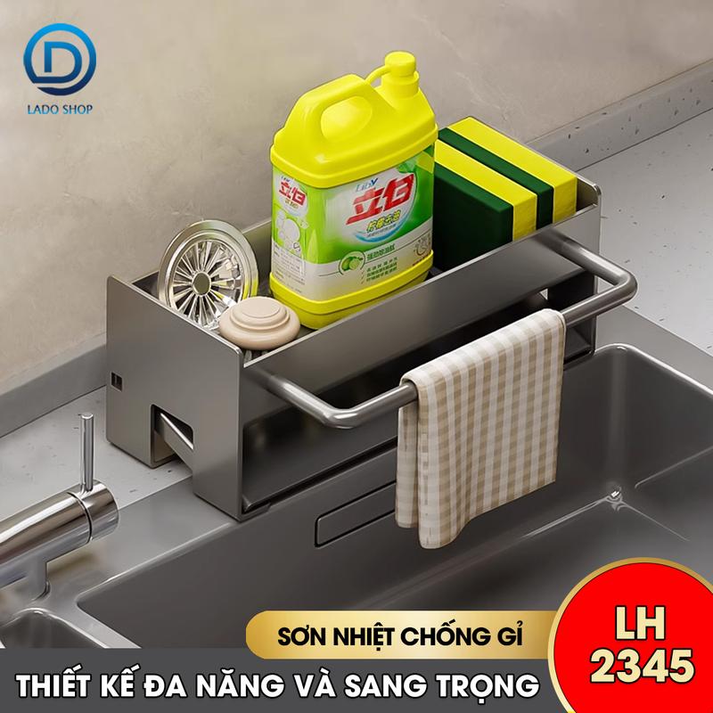 Kệ để đồ rửa chén, nước rửa chén bát, giẻ lau để bồn rửa LH-2345 thép carbon sơn nhiệt chống rỉ sét