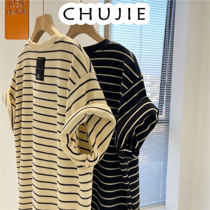 Product Introduction of Áo Thun, Chất Liệu Cotton, Ngắn Tay, Họa Tiết Sọc Đơn Giản, Quần Áo Nữ Mùa Hè Mới, TX104 A29J0WB Women Top Sọc Kẻ Voi Tim Voan 0