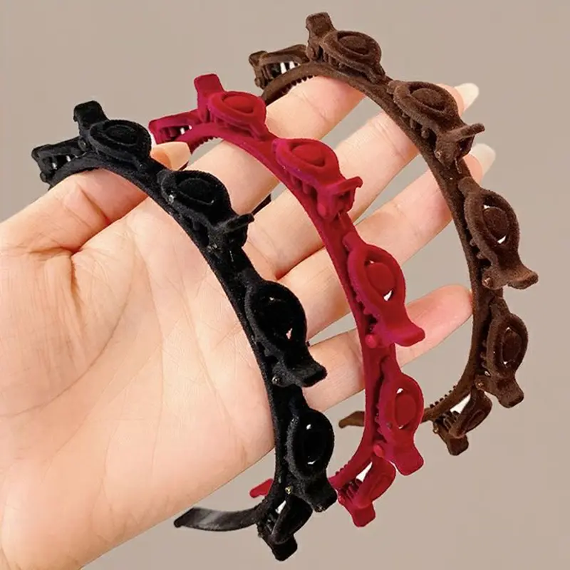 MALL - Bando Rambut 2in1 Jepit Beludru Premium Aksesoris Fashion Wanita Korea BND03 2