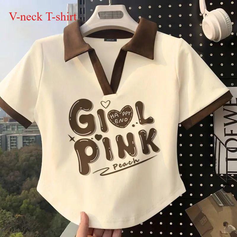 Áo Thun Tay Ngắn, Phong Cách Mùa Hè, Dễ Phối Đồ Cổ Chữ V, Thời Trang, Phong Cách Hàn Quốc, Ngầu Và Thoải Mái, Chất Liệu Mềm Mại, Áo Có Ve Áo Menswear Nam Polo Cộc Tay Có Cổ Shirt Ngắn Tay