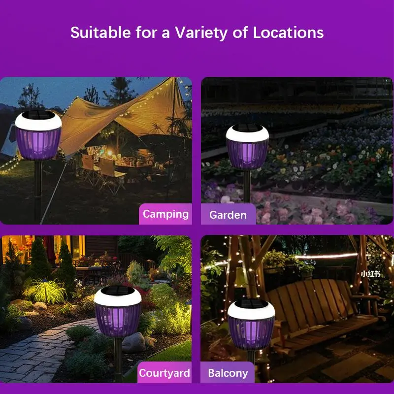 Solar Powered Mosquito Zapper Light, LED Landscape Lighting with UV Light & Mosquito Killer, Outdoor Lighting for Garden Patio Backyard Camping 8